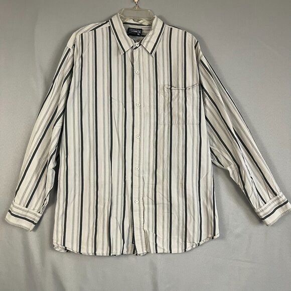Vintage Southpole Shirt Men's XL Light Gray Striped Cotton Long Sleeve Button-Up - Picture 1 of 8